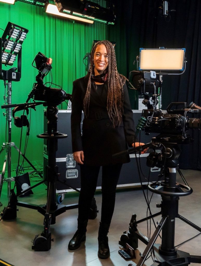 Lisa Dee stands smiling in studio in East London, soon to be UK's centre of film making