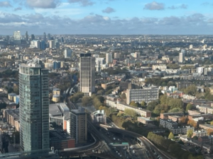 View across London from 30th floor of Barclays' offices.