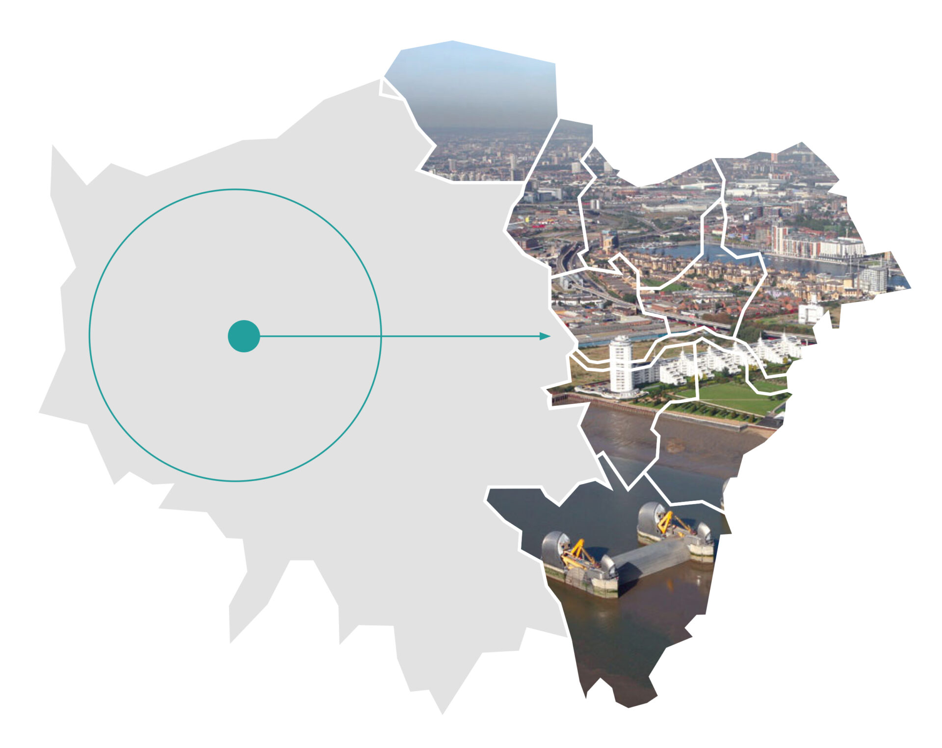 Map showing Local London's member boroughs: Barking and Dagenham, Bexley, Bromley, Enfield, Greenwich, Havering, Newham, Redbridge and Waltham Forest. 